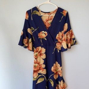 Floral high low midi dress